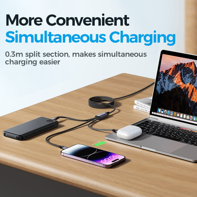 JOYROOM A21 30W Type-C to 8 Pin+Type-C+Micro USB 3 in 1 Charging Cable, Length: 1.2m(Black)