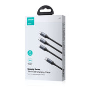 JOYROOM A21 30W Type-C to 8 Pin+Type-C+Micro USB 3 in 1 Charging Cable, Length: 1.2m(Black)