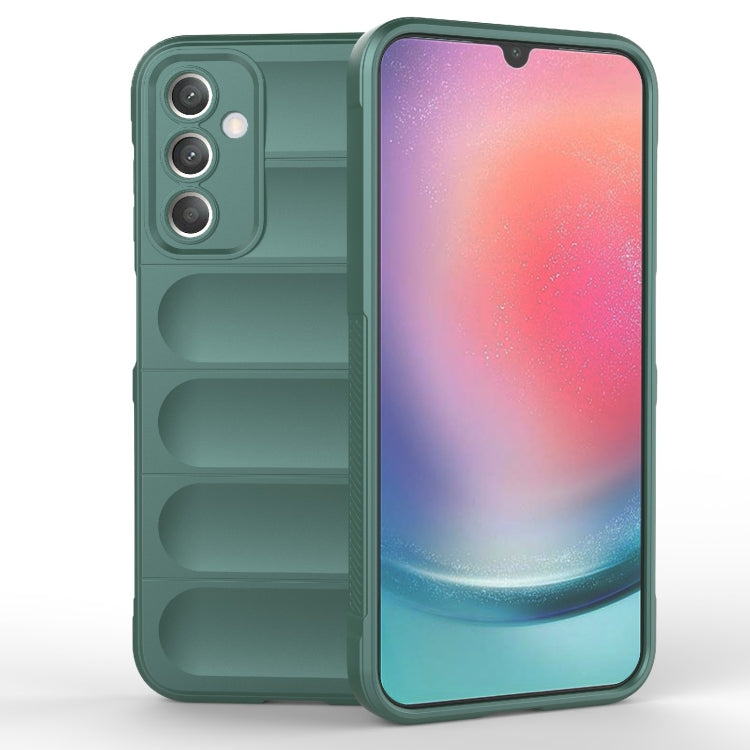 For Samsung Galaxy A25 5G Magic Shield TPU + Flannel Phone Case(Dark Green)