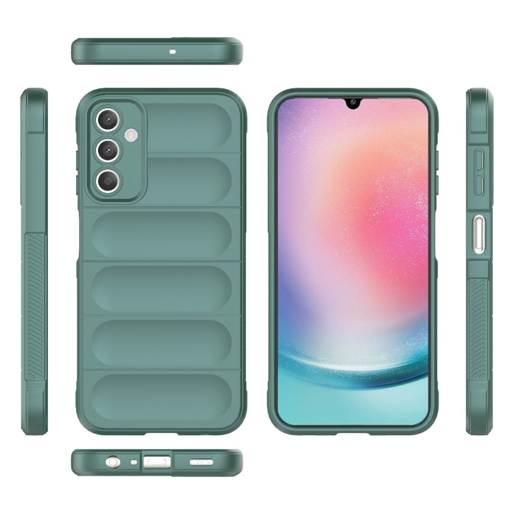 For Samsung Galaxy A25 5G Magic Shield TPU + Flannel Phone Case(Dark Green)