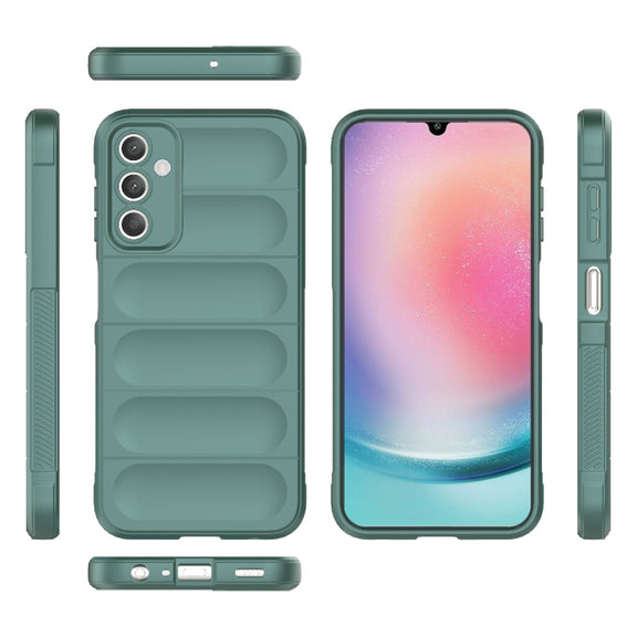 For Samsung Galaxy A25 5G Magic Shield TPU + Flannel Phone Case(Dark Green)