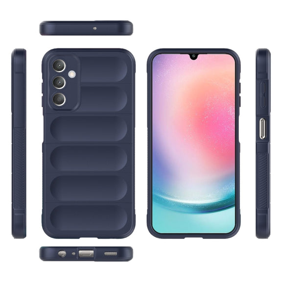 For Samsung Galaxy A25 5G Magic Shield TPU + Flannel Phone Case(Dark Blue)