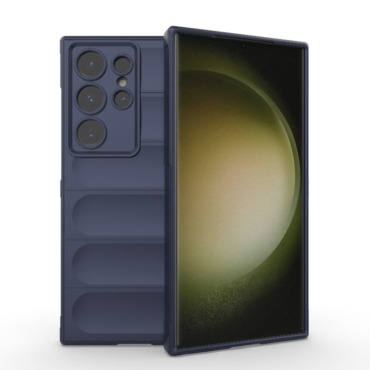 For Samsung Galaxy S24 Ultra 5G Magic Shield TPU + Flannel Phone Case(Dark Blue)