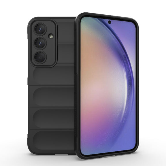 For Samsung Galaxy A35 5G Magic Shield TPU + Flannel Phone Case(Black)