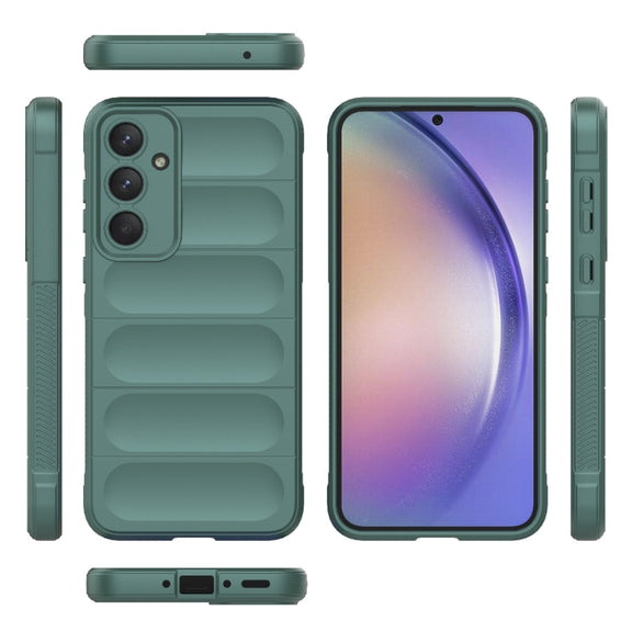 For Samsung Galaxy A35 5G Magic Shield TPU + Flannel Phone Case(Dark Green)