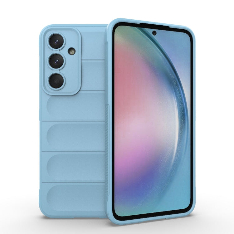 For Samsung Galaxy A55 5G Magic Shield TPU + Flannel Phone Case(Light Blue)