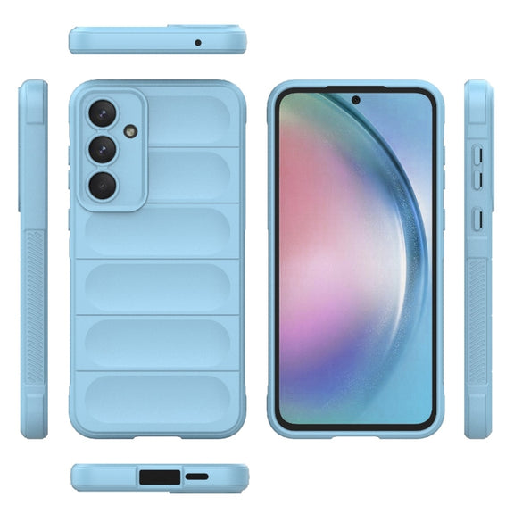 For Samsung Galaxy A55 5G Magic Shield TPU + Flannel Phone Case(Light Blue)