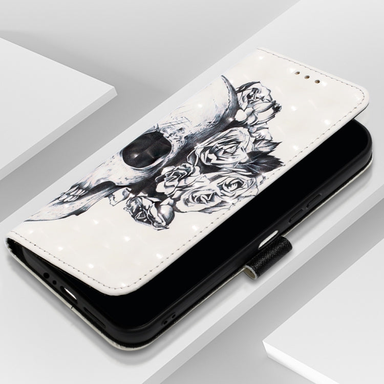For Samsung Galaxy A15 3D Painting Horizontal Flip Leather Phone Case(Skull)