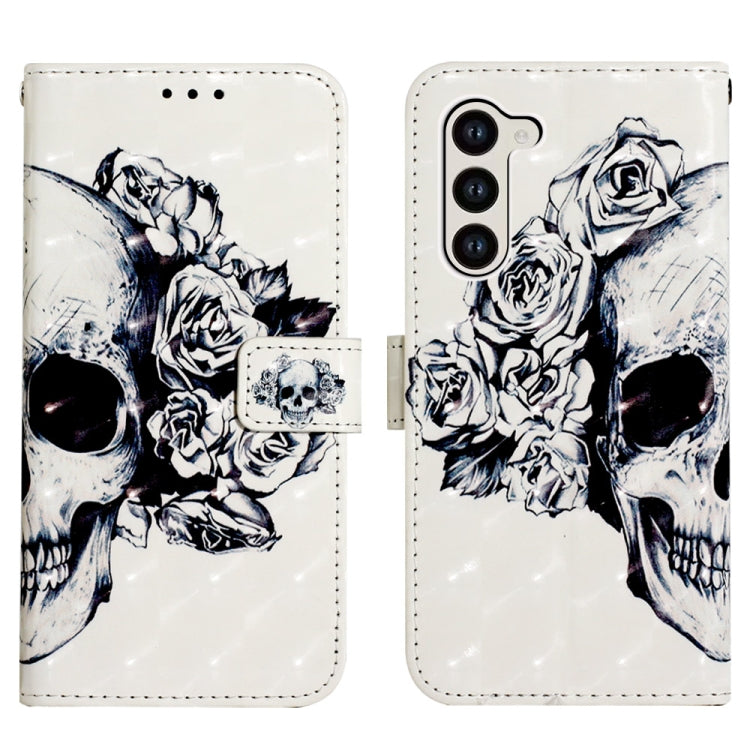 For Samsung Galaxy S24+ 5G 3D Painting Horizontal Flip Leather Phone Case(Skull)