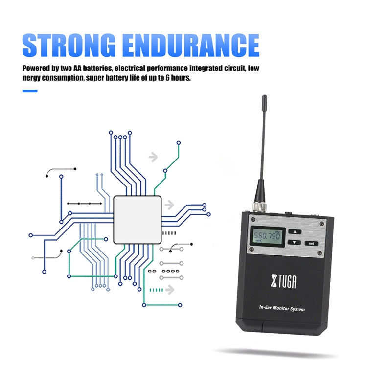 XTUGA  IEM1100 Professional Wireless In Ear Monitor System 1 BodyPacks(UK Plug)