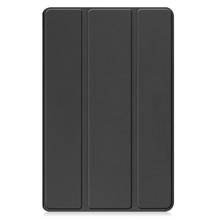 For Samsung Galaxy Tab A9 Custer Pure Color 3-Fold Holder Leather Tablet Case(Black)
