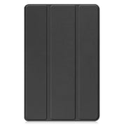 For Samsung Galaxy Tab A9 Custer Pure Color 3-Fold Holder Leather Tablet Case(Black)