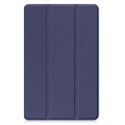 For Samsung Galaxy Tab A9 Custer Pure Color 3-Fold Holder Leather Tablet Case(Dark Blue)