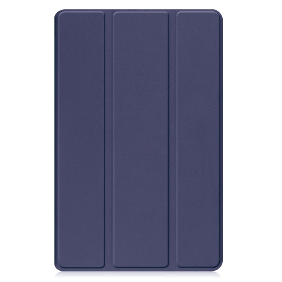 For Samsung Galaxy Tab A9 Custer Pure Color 3-Fold Holder Leather Tablet Case(Dark Blue)