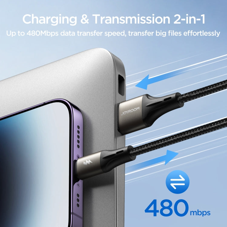JOYROOM SA25-AC3 3A USB to USB-C/Type-C Fast Charge Data Cable, Length:2m(Black)