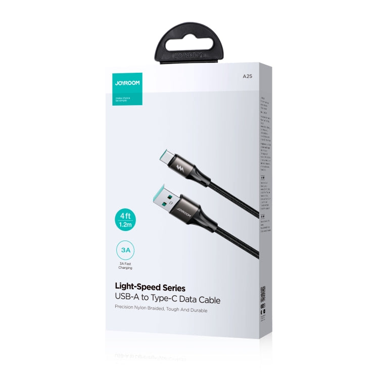 JOYROOM SA25-AC3 3A USB to USB-C/Type-C Fast Charge Data Cable, Length:2m(Black)