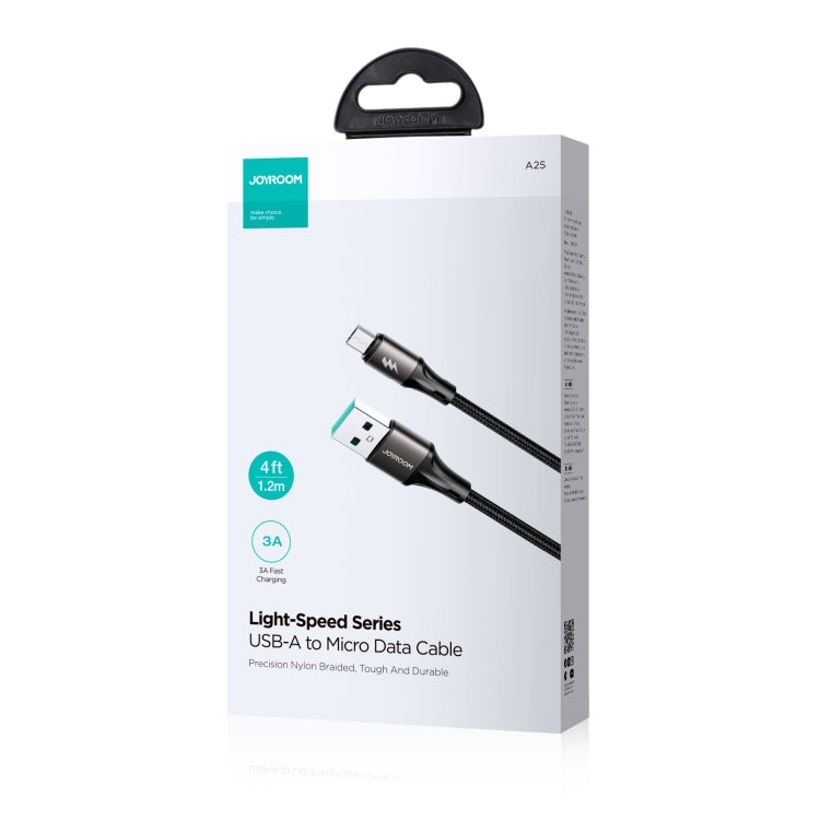 JOYROOM SA25-AM3 3A USB to Micro USB Fast Charge Data Cable, Length:1.2m(Black)