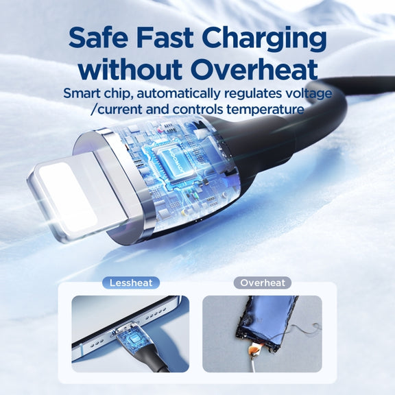 JOYROOM SA29-AL3 3A USB to 8 Pin Liquid Silicone Fast Charging Data Cable, Length: 1.2m(Black)