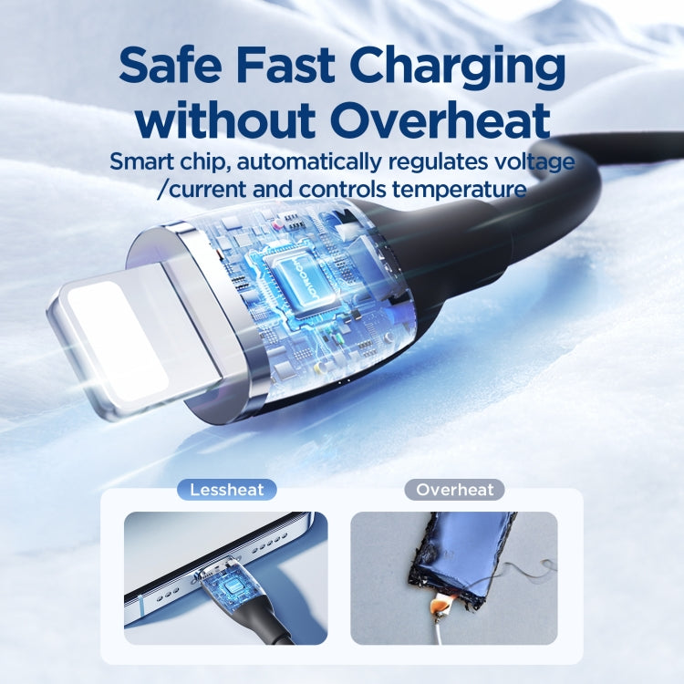 JOYROOM SA29-CL3 30W USB-C/Type-C to 8 Pin Liquid Silicone Fast Charging Data Cable, Length: 1.2m(Black)