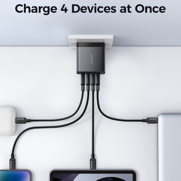 JOYROOM JR-TCG04 100W USB+3 x Type-C GaN Multi-port Charger Set, Specification:US Plug(Black)