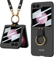 For Samsung Galaxy Z Flip5 GKK Ultra-thin PC Full Coverage Ring Holder Phone Case with Strap(Black) - free shipping - PMC TechLife - Order now!