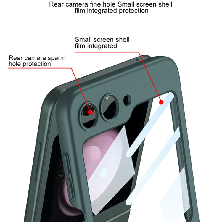 For Samsung Galaxy Z Flip5 GKK Ultra-thin PC Full Coverage Ring Holder Phone Case with Strap(Purple)