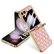 For Samsung Galaxy Z Flip5 GKK Integrated Plating Diamond Texture PU Phone Case with Ring(Pink) - Galaxy Z Flip5 Cases by GKK | Online Shopping South Africa | PMC TechLife
