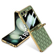 For Samsung Galaxy Z Flip5 GKK Integrated Plating Diamond Texture PU Phone Case with Ring(Matcha Green) - Galaxy Z Flip5 Cases by GKK | Online Shopping South Africa | PMC TechLife | Buy Now Pay Later Mobicred
