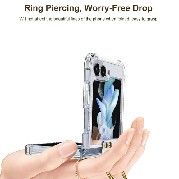 For Samsung Galaxy Z Flip5 GKK MagSafe Airbag Hinge Shockproof Phone Case with Ring Holder(Black)