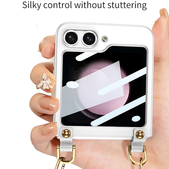 For Samsung Galaxy Z Flip5 GKK Cross-body Ultra-thin PC Phone Case with Strap(Purple)