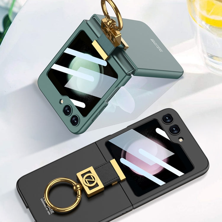For Samsung Galaxy Z Flip5 GKK Ultra-thin Z Ring Holder PC Phone Case(Black)