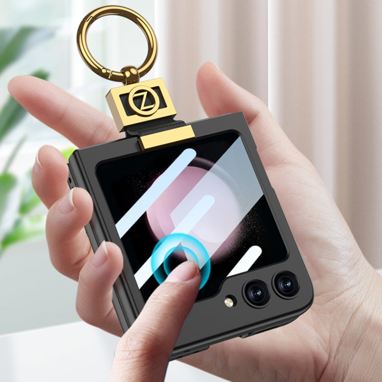 For Samsung Galaxy Z Flip5 GKK Ultra-thin Z Ring Holder PC Phone Case(Black)