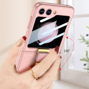 For Samsung Galaxy Z Flip5 GKK Ultra-thin Z Ring Holder Leather Phone Case(Purple)