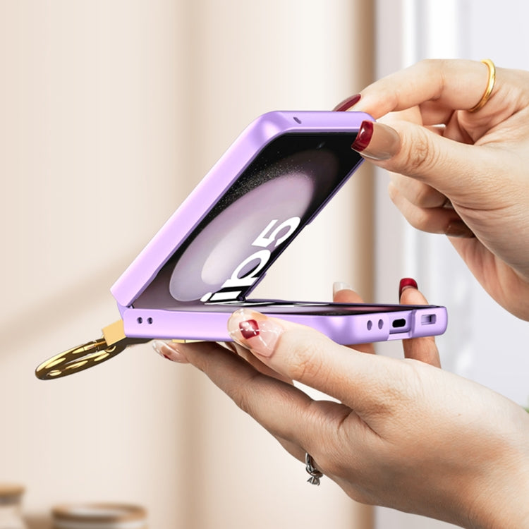 For Samsung Galaxy Z Flip5 GKK Ultra-thin Z Ring Holder Leather Phone Case(Purple)