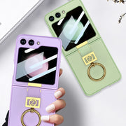 For Samsung Galaxy Z Flip5 GKK Ultra-thin Z Ring Holder Leather Phone Case(Green)
