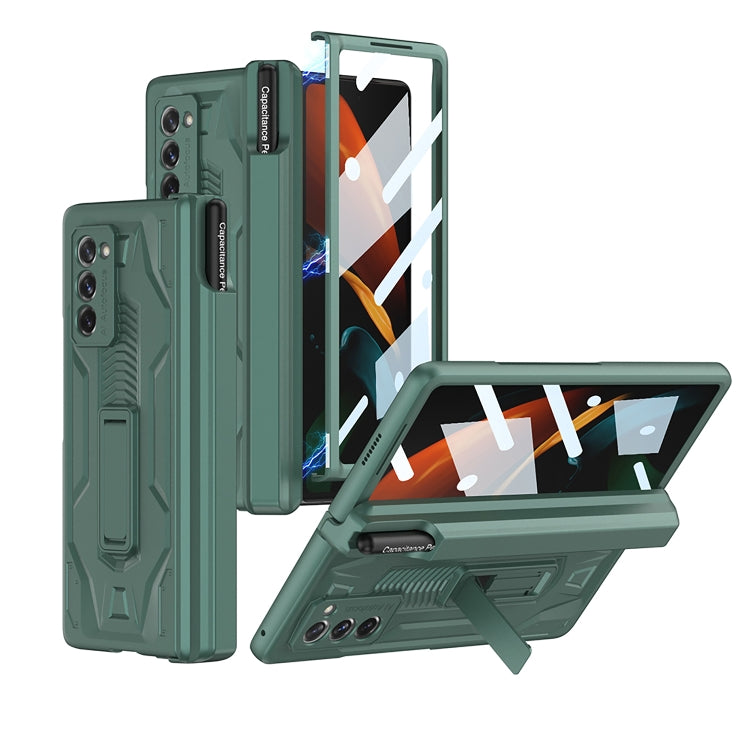 For Samsung Galaxy Z Fold2 GKK Integrated Folding Battle Shell PC Phone Case with Pen Box(Green)