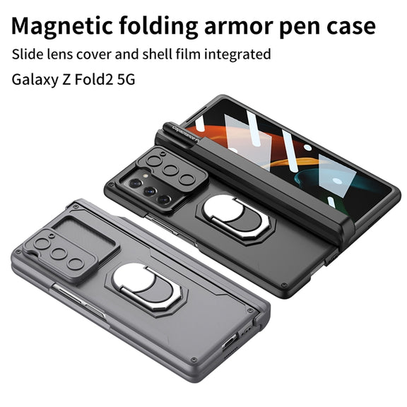 For Samsung Galaxy Z Fold2 GKK Integrated Folding Armored Shell PC Phone Case with Pen Box(Gold)