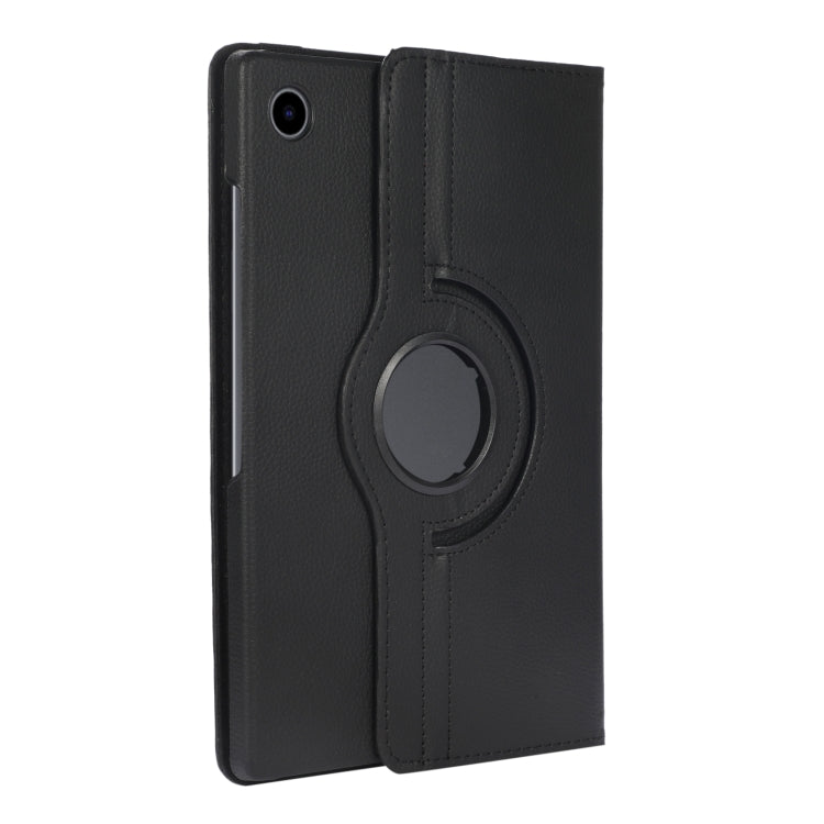 For Samsung Galaxy Tab A9 Litchi Texture 360 Degrees Rotation Holder Leather Tablet Case(Black)
