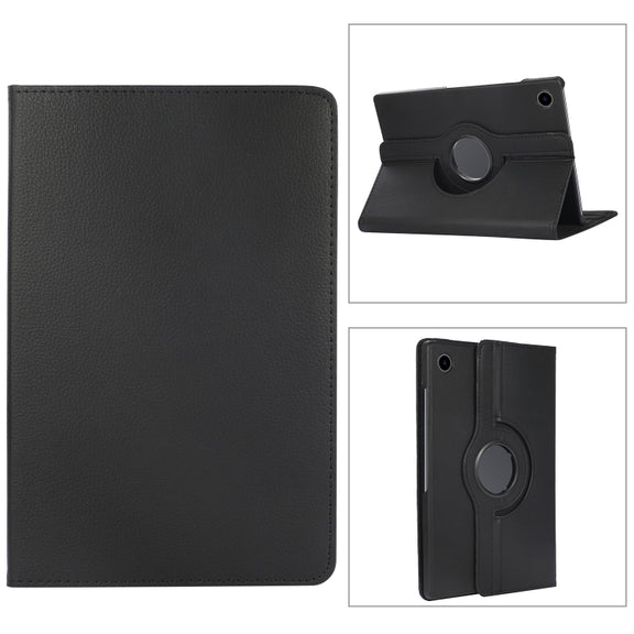 For Samsung Galaxy Tab A9 Litchi Texture 360 Degrees Rotation Holder Leather Tablet Case(Black)