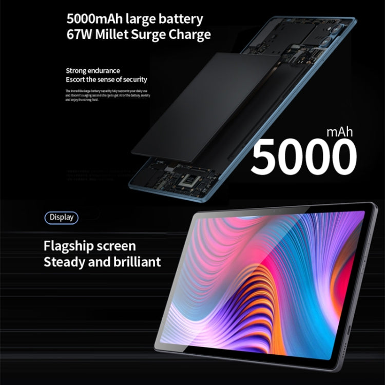 BDF P60 4G LTE Tablet PC 10.1 inch, 8GB+256GB, Android 12 MTK6762 Octa Core, Support Dual SIM, EU Plug(Grey)