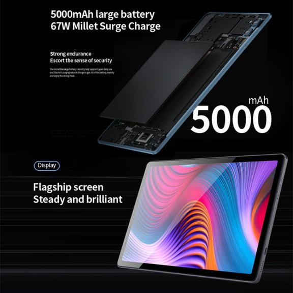 BDF P60 4G LTE Tablet PC 10.1 inch, 8GB+256GB, Android 12 MTK6762 Octa Core, Support Dual SIM, EU Plug(Grey)
