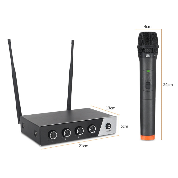 XTUGA S400 Professional 4-Channel UHF Wireless Microphone System with 4 Handheld Microphone(AU Plug)