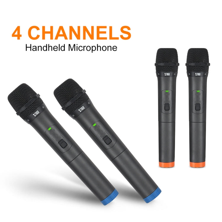 XTUGA S400 Professional 4-Channel UHF Wireless Microphone System with 4 Handheld Microphone(AU Plug)