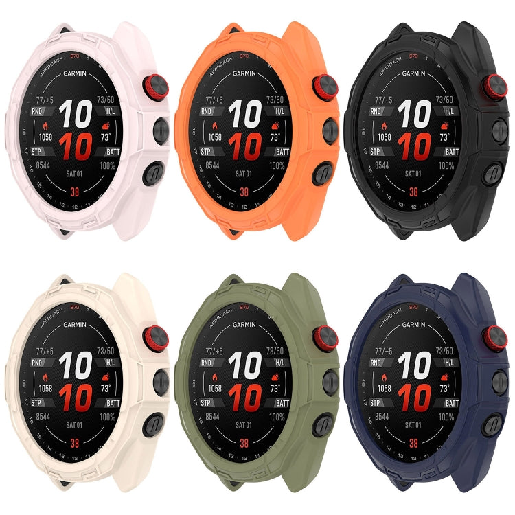 Compatible with Garmin Approach S70 47mm Armor Hollow Watch Protective Case(Black)