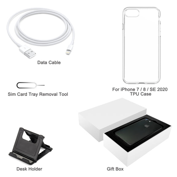 For iPhone 7 / 8 / SE 2020 TPU Case + Desk Holder + Data Cable + Sim Card Tray Removal Tool + Gift Box