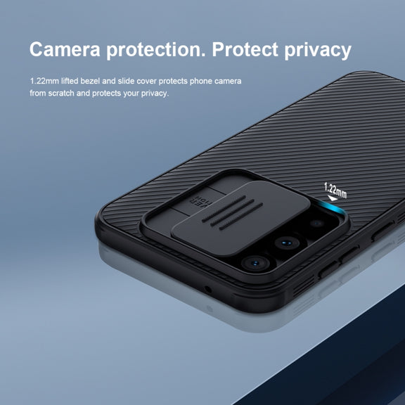 For Samsung Galaxy S23 FE NILLKIN Black Mirror Pro Series Camshield PC Phone Case(Blue)