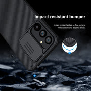 For Samsung Galaxy S23 FE NILLKIN Black Mirror Pro Series Camshield PC Phone Case(Blue)