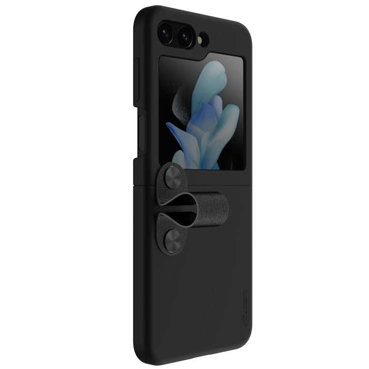 For Samsung Galaxy Z Flip5 NILLKIN Skin Feel Liquid Silicone Phone Case With Finger Strap(Black)