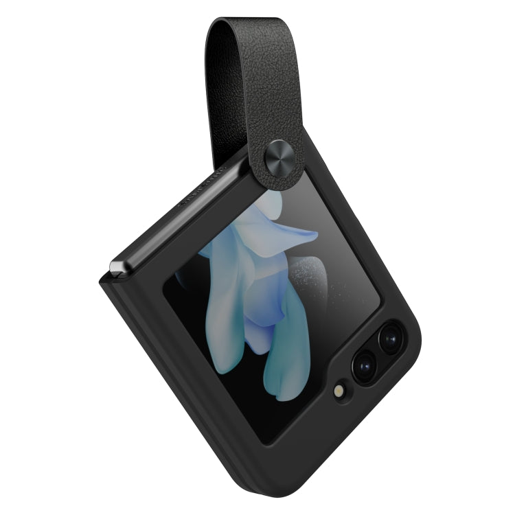 For Samsung Galaxy Z Flip5 NILLKIN Skin Feel Liquid Silicone Phone Case With Finger Strap(Black)