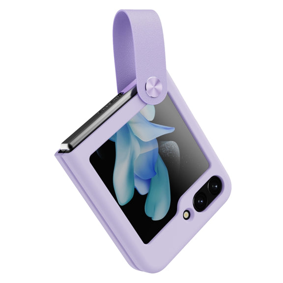 For Samsung Galaxy Z Flip5 NILLKIN Skin Feel Liquid Silicone Phone Case With Finger Strap(Purple)